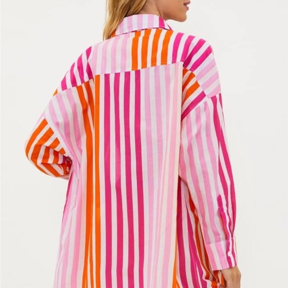 Beach Riot Pink & Orange Striped Button-Front Cover-Up - Picture 2 of 5